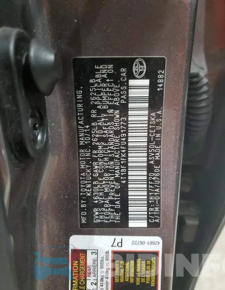 4T1BF1FK4FU491773 Photo# 12