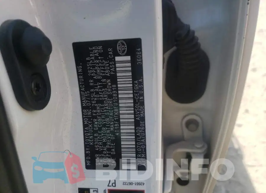 4T1BF1FK8FU108918 Photo# 12
