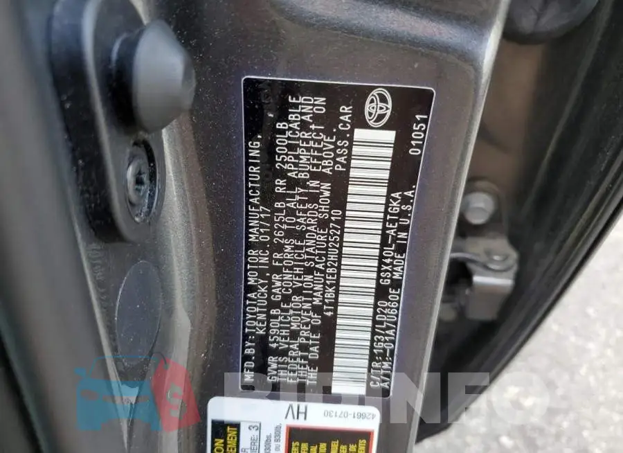 4T1BK1EB2HU252710 Photo# 12