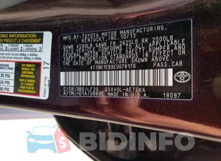 4T1BK1EB9EU078176 Photo# 12