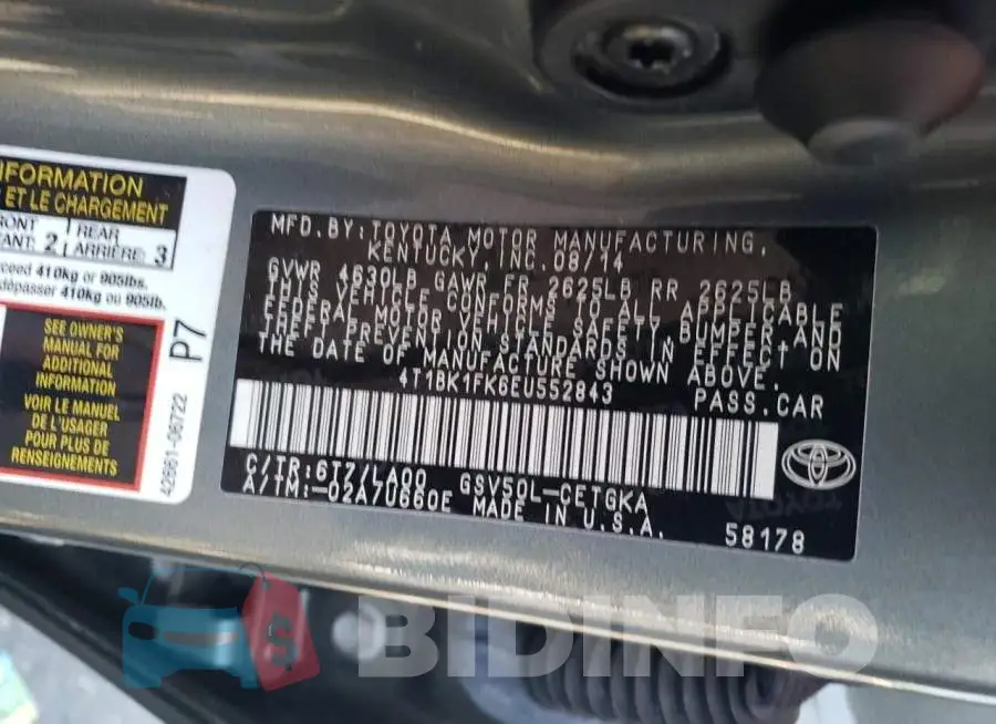 4T1BK1FK6EU552843 Photo# 13