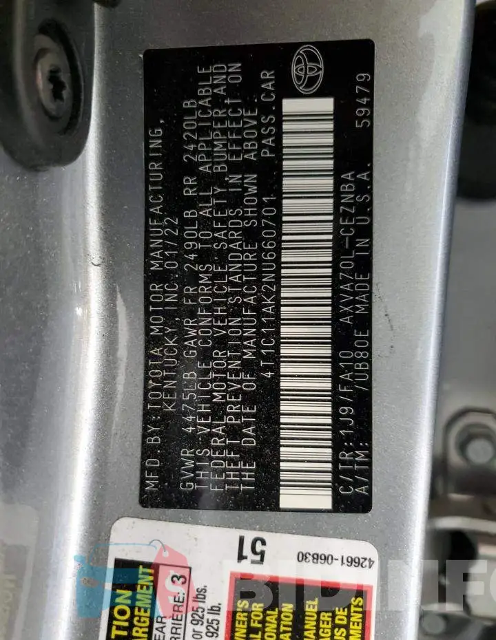 4T1C11AK2NU660701 Photo# 13