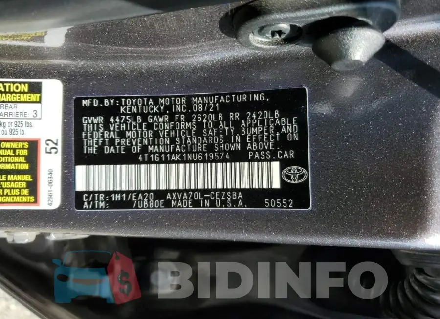 4T1G11AK1NU619574 Photo# 13