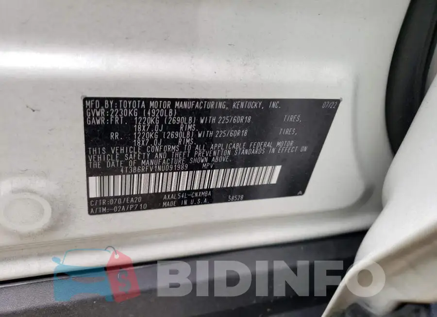 4T3B6RFV1NU091989 Photo# 14