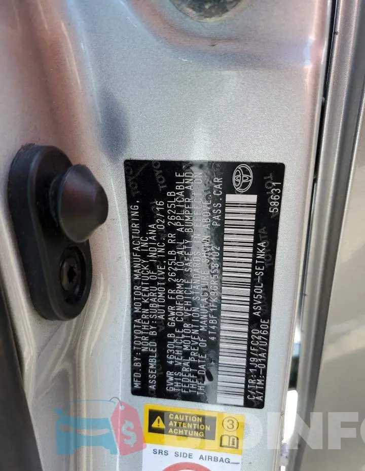 4T4BF1FK9GR558102 Photo# 12