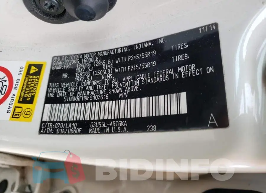 5TDDKRFH9FS107616 Photo# 13