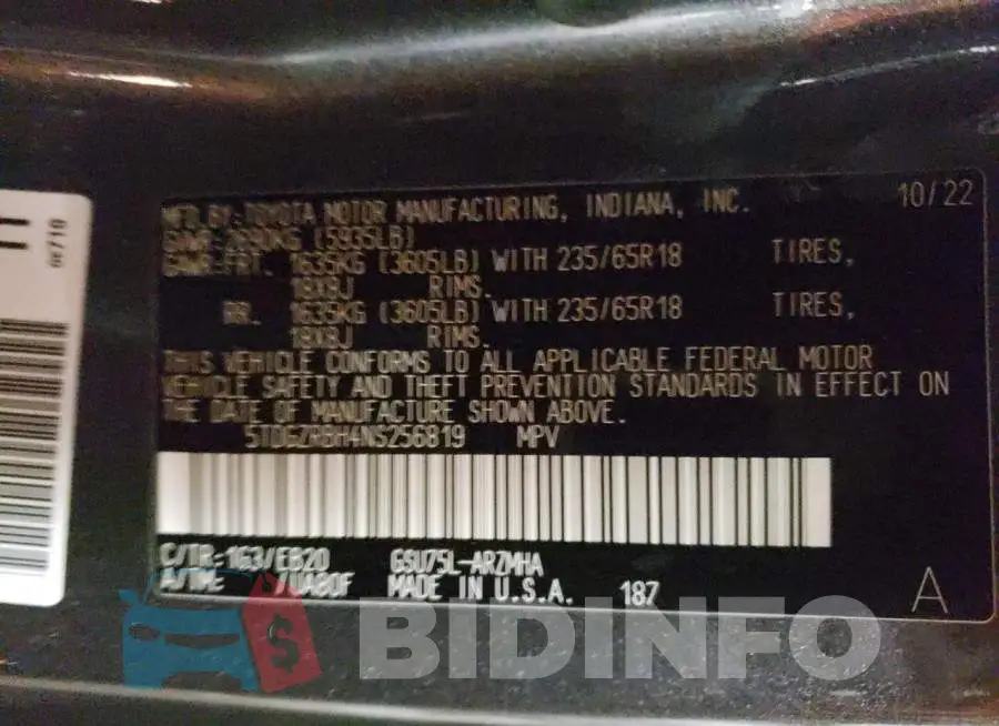 5TDGZRBH4NS256819 Photo# 14