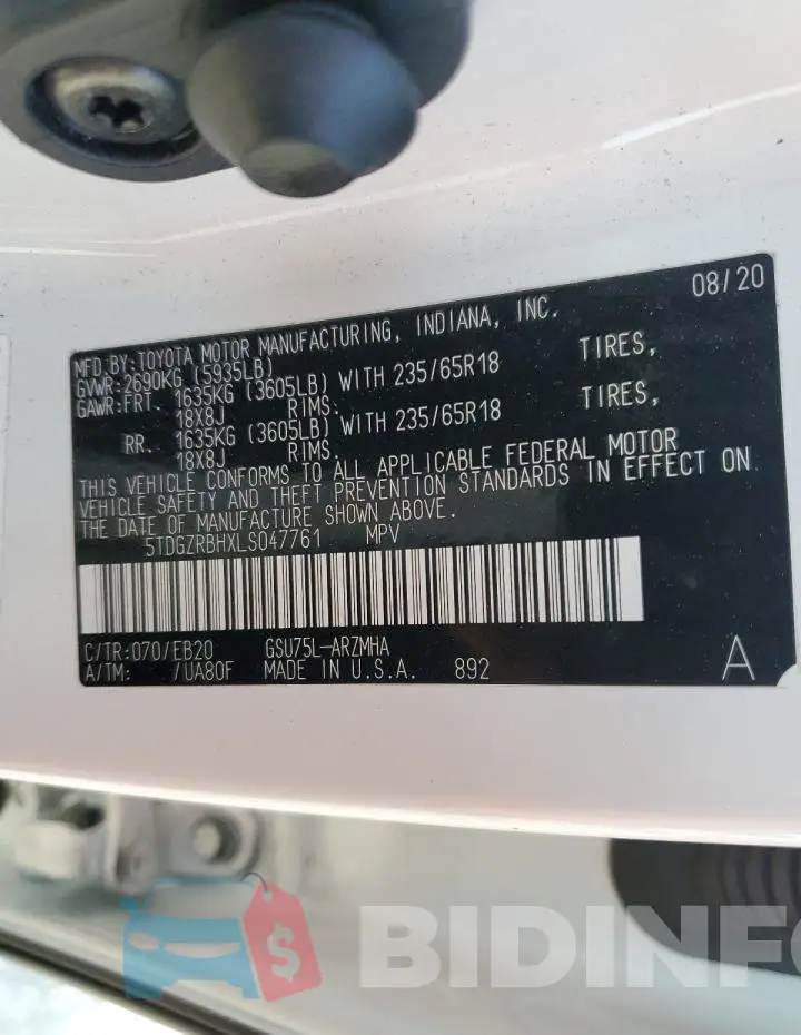 5TDGZRBHXLS047761 Photo# 13
