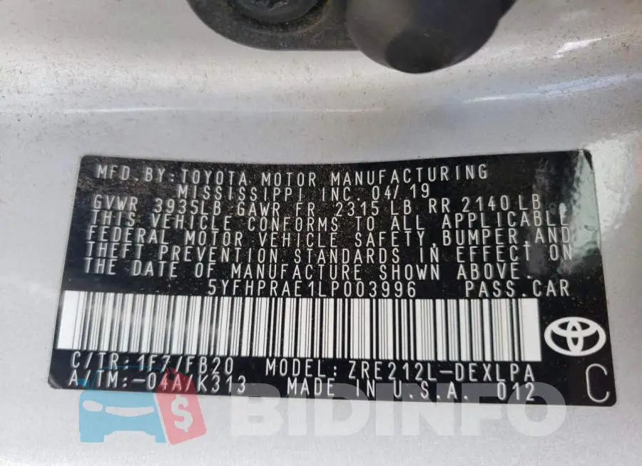 5YFHPRAE1LP003996 Photo# 12