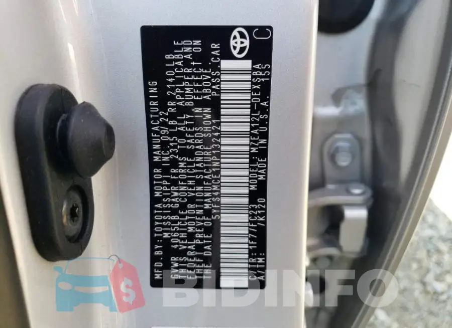 5YFS4MCE1NP132421 Photo# 12
