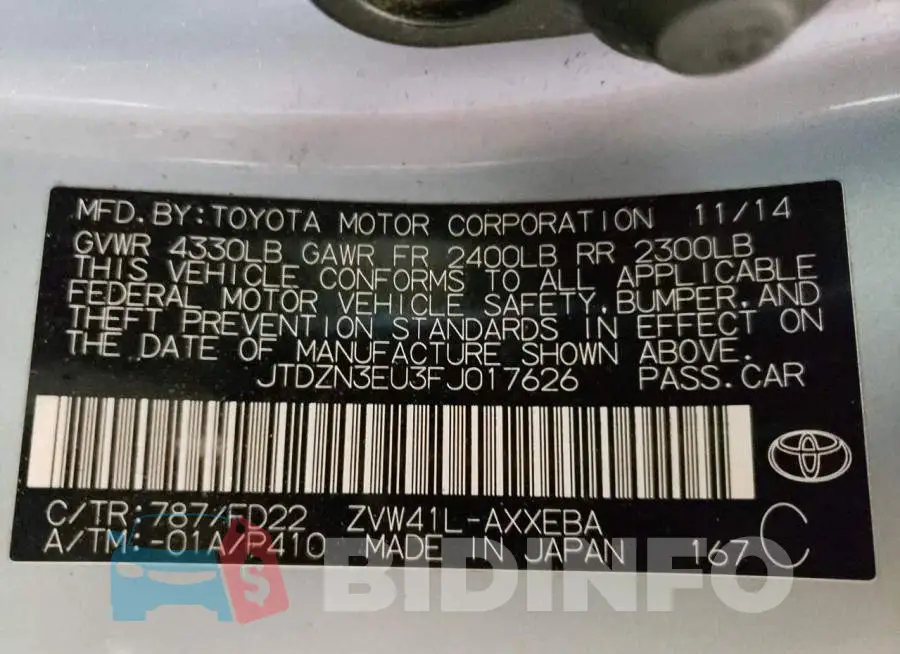 JTDZN3EU3FJ017626 Photo# 12