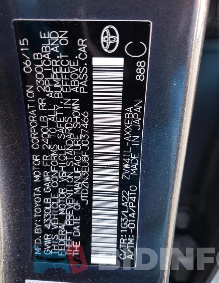JTDZN3EU8FJ037466 Photo# 12