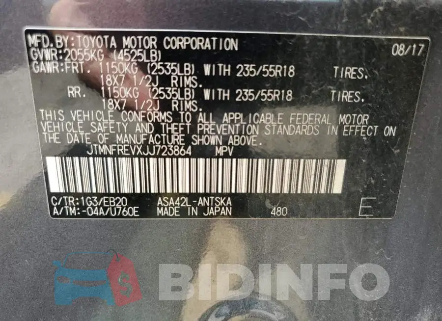 JTMNFREVXJJ723864 Photo# 14