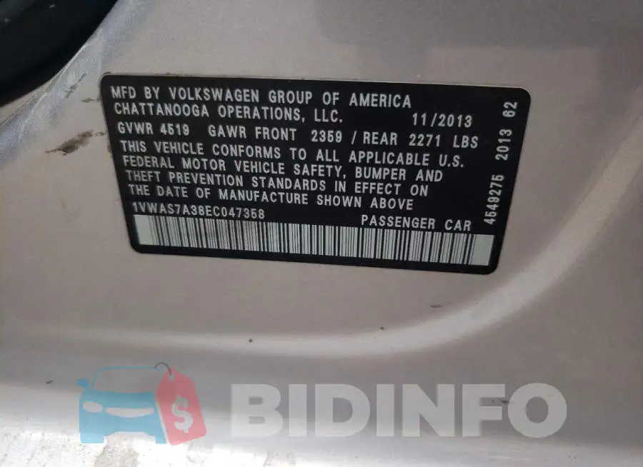 1VWAS7A38EC047358 Photo# 12