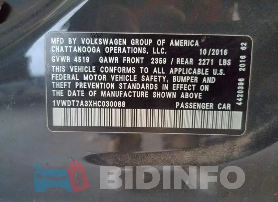 1VWDT7A3XHC030088 Photo# 12