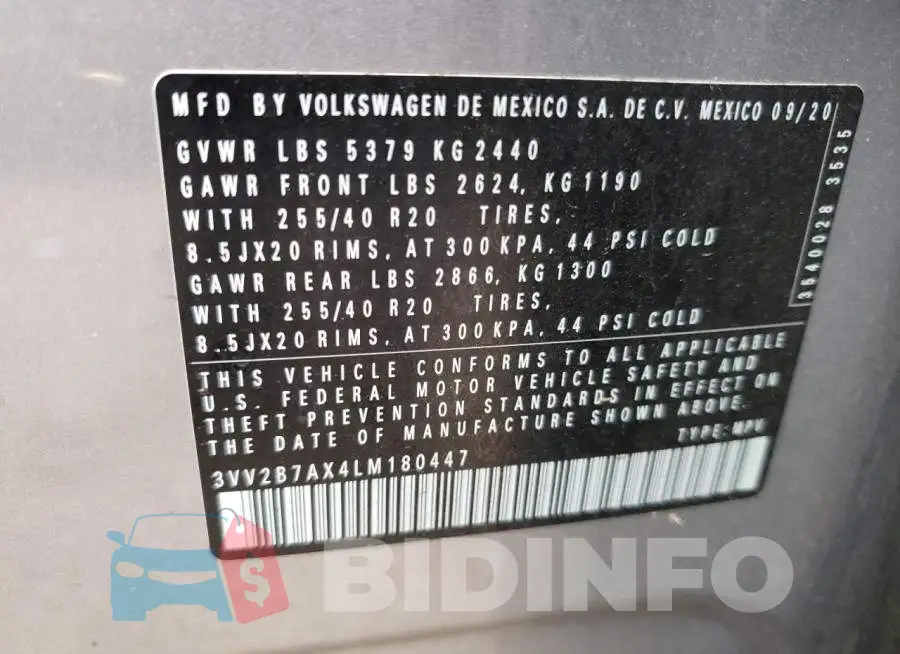 3VV2B7AX4LM180447 Photo# 12