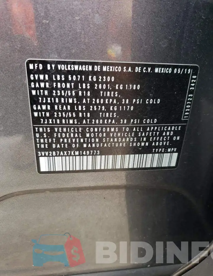 3VV2B7AX7KM149773 Photo# 14