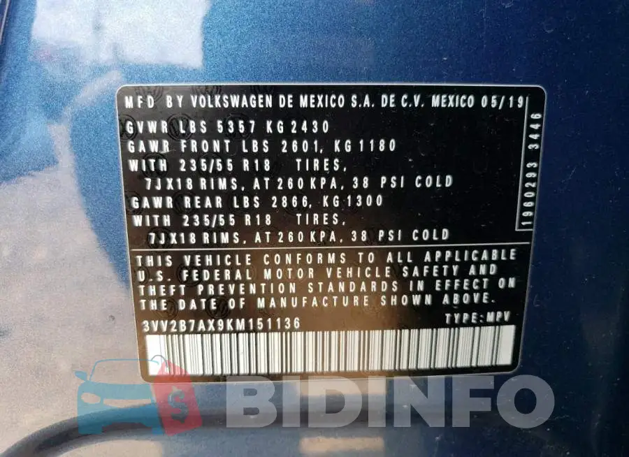3VV2B7AX9KM151136 Photo# 14