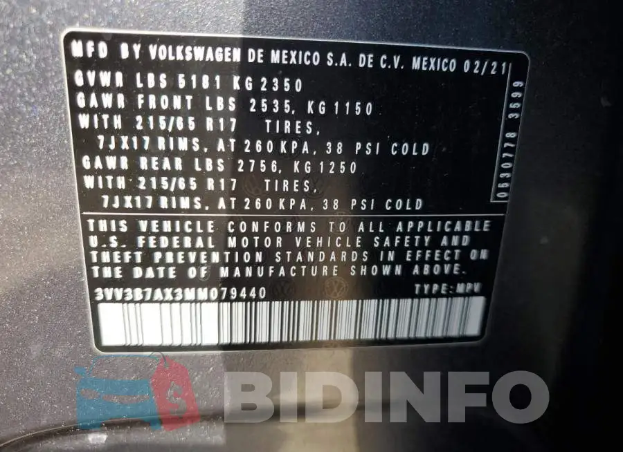 3VV3B7AX3MM079440 Photo# 14
