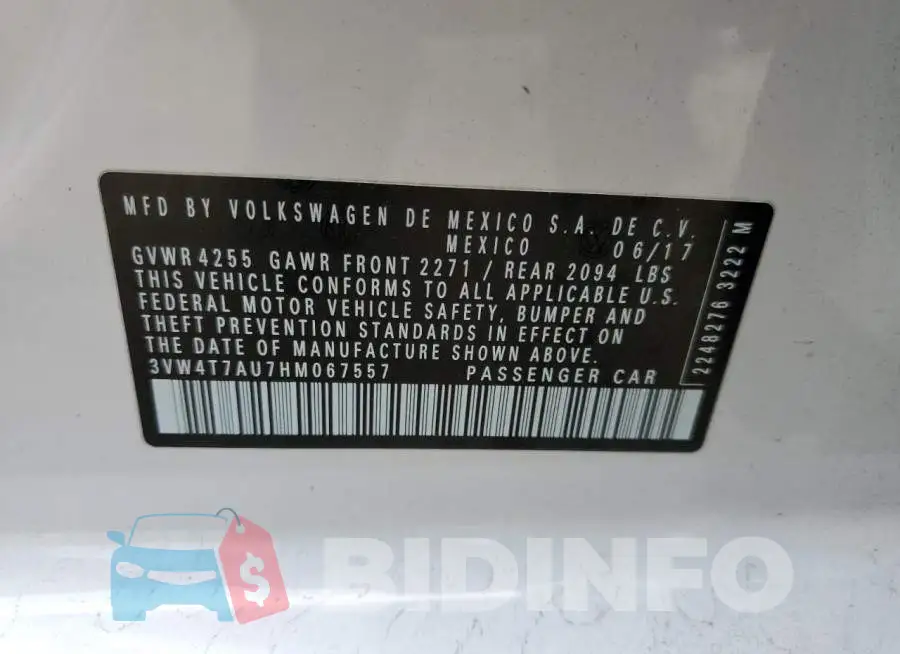 3VW4T7AU7HM067557 Photo# 13