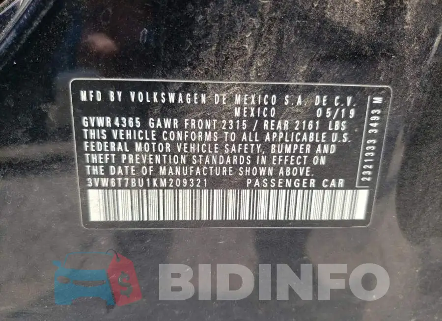 3VW6T7BU1KM209321 Photo# 12