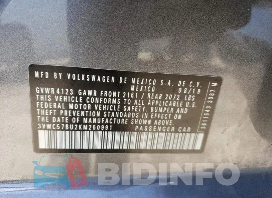 3VWC57BU2KM250991 Photo# 12