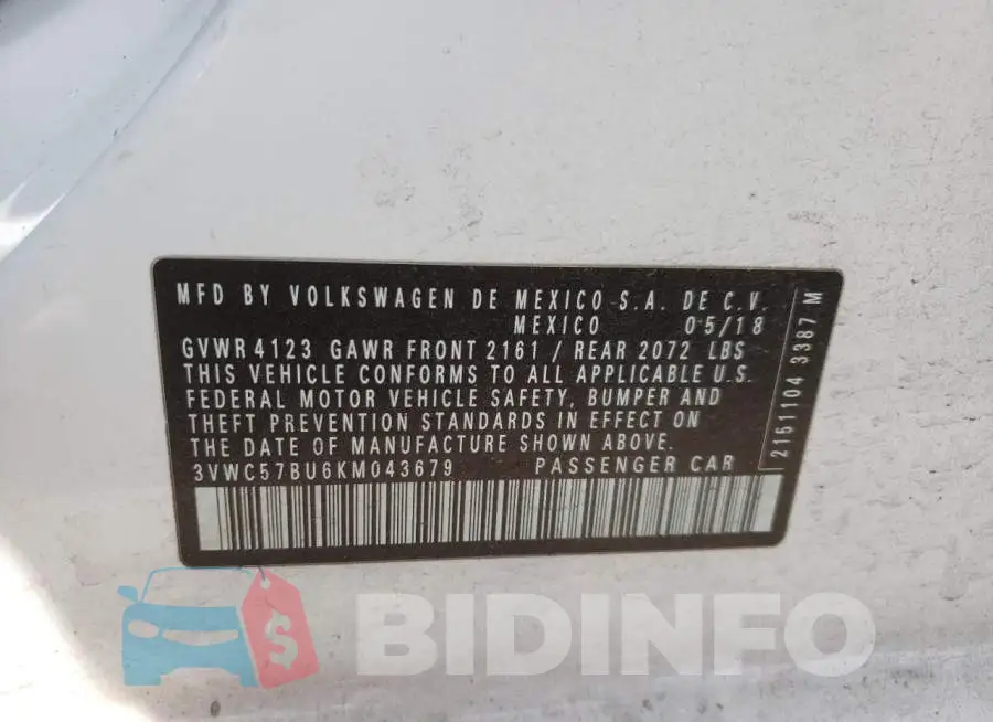 3VWC57BU6KM043679 Photo# 12