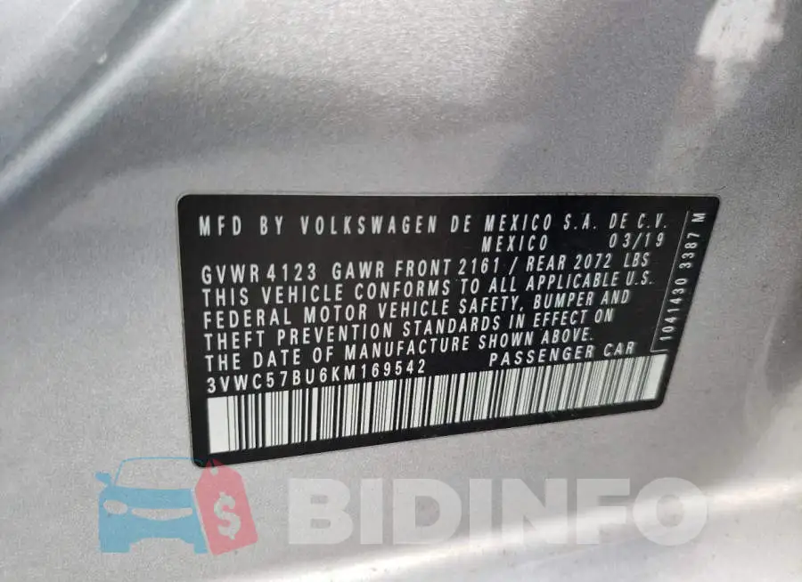 3VWC57BU6KM169542 Photo# 12