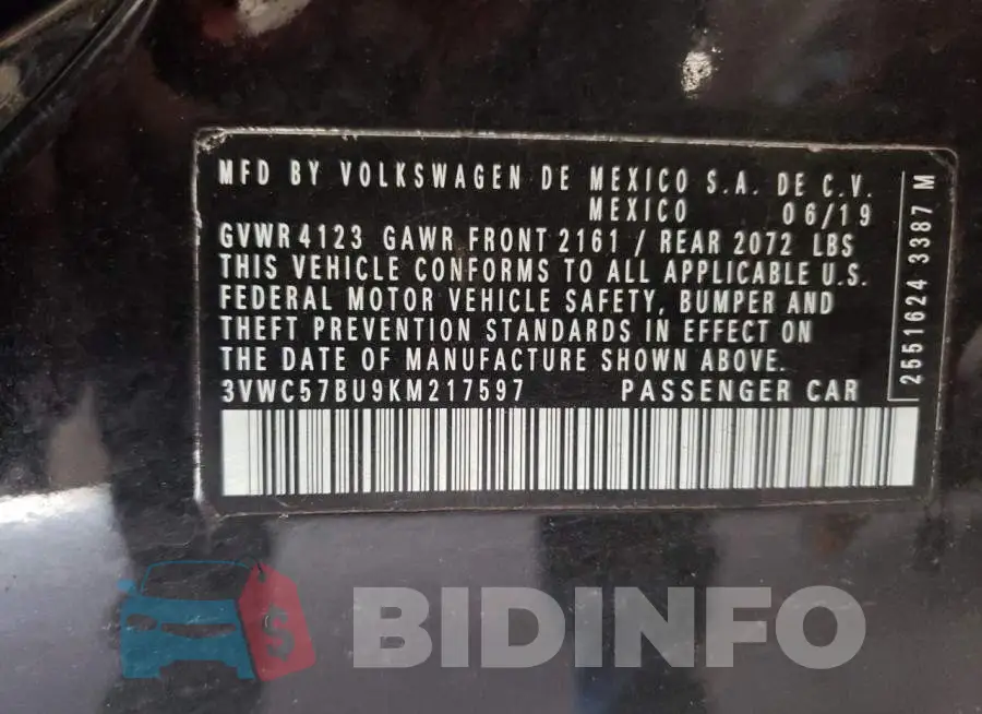 3VWC57BU9KM217597 Photo# 12