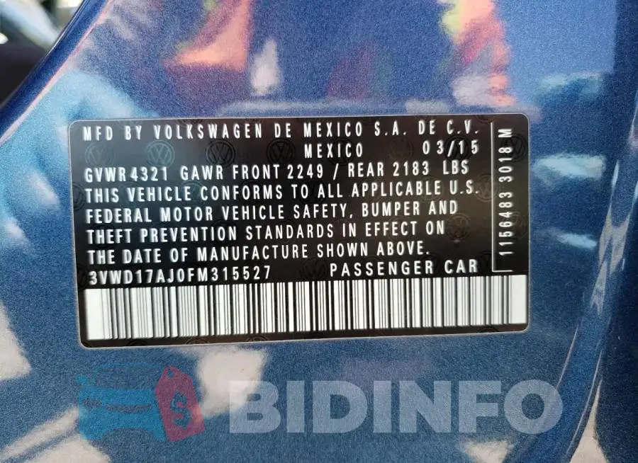 3VWD17AJ0FM315527 Photo# 12