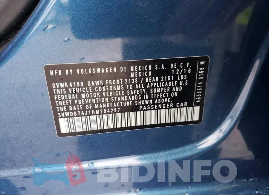 3VWDB7AJ1HM294297 Photo# 12