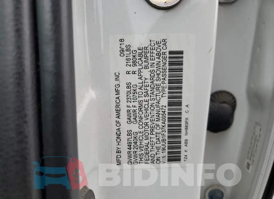 19UUB1F37KA005472 Photo# 13
