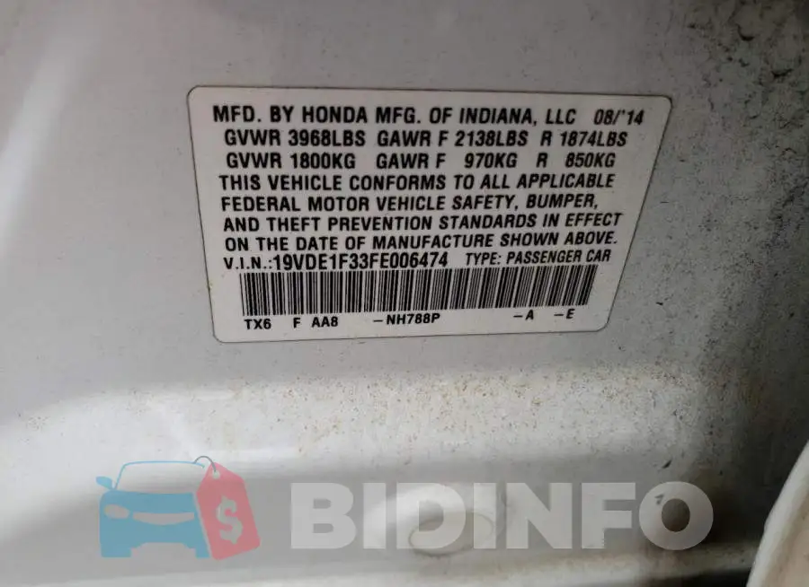 19VDE1F33FE006474 Photo# 12