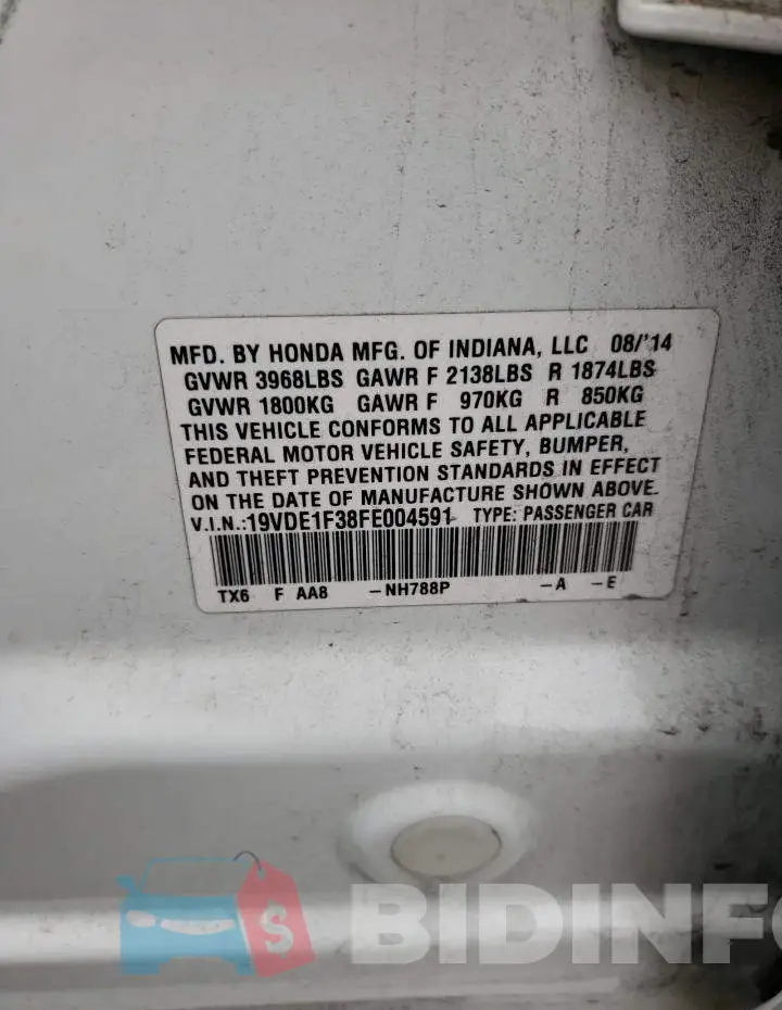 19VDE1F38FE004591 Photo# 12