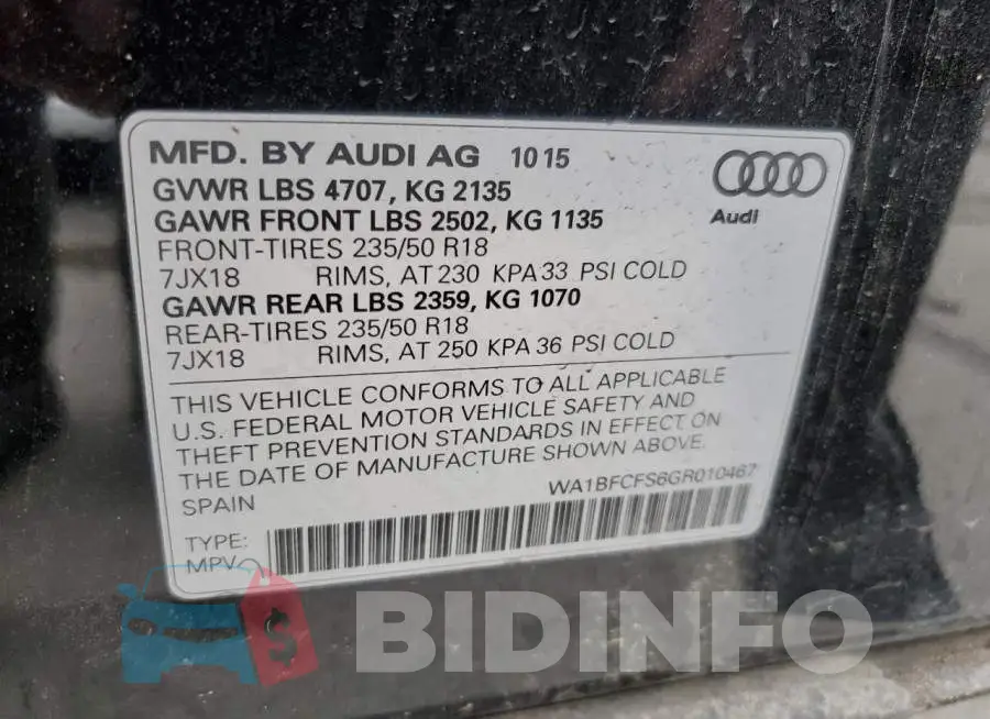 WA1BFCFS6GR010467 Photo# 12