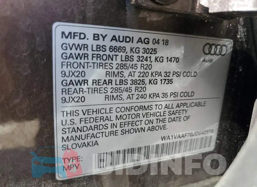 WA1VAAF70JD040970 Photo# 13