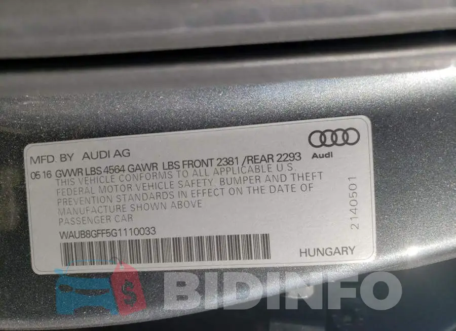 WAUB8GFF5G1110033 Photo# 12