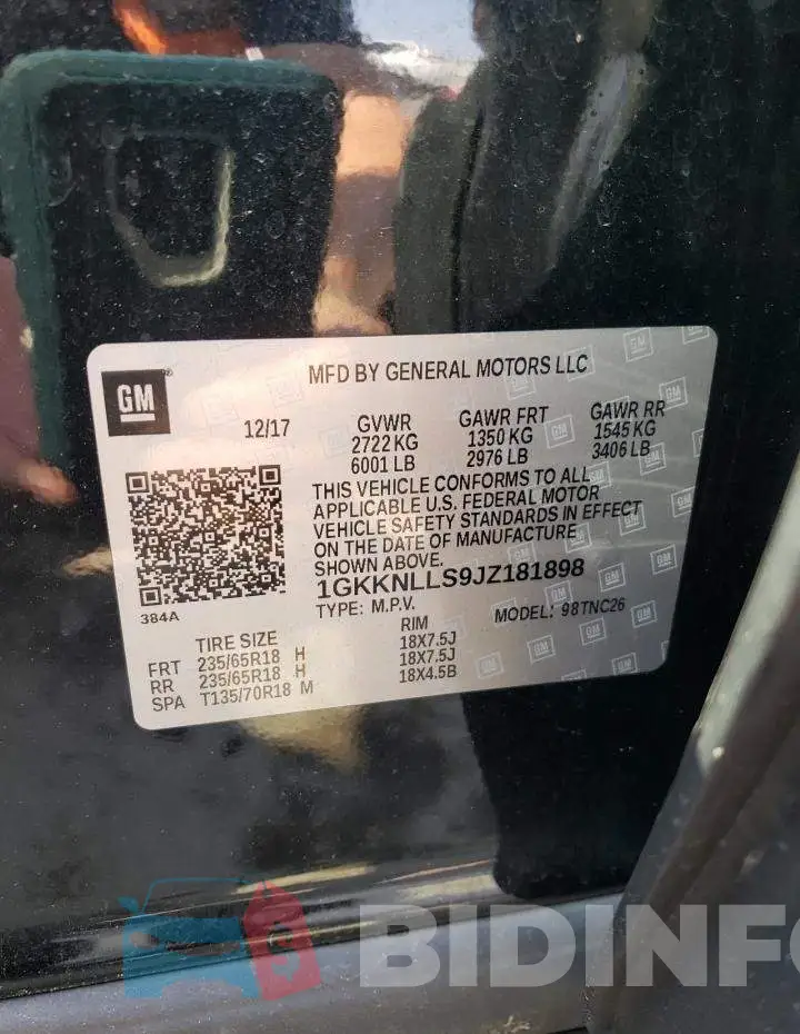 1GKKNLLS9JZ181898 Photo# 13