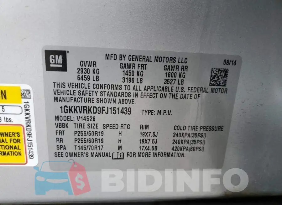 1GKKVRKD9FJ151439 Photo# 13