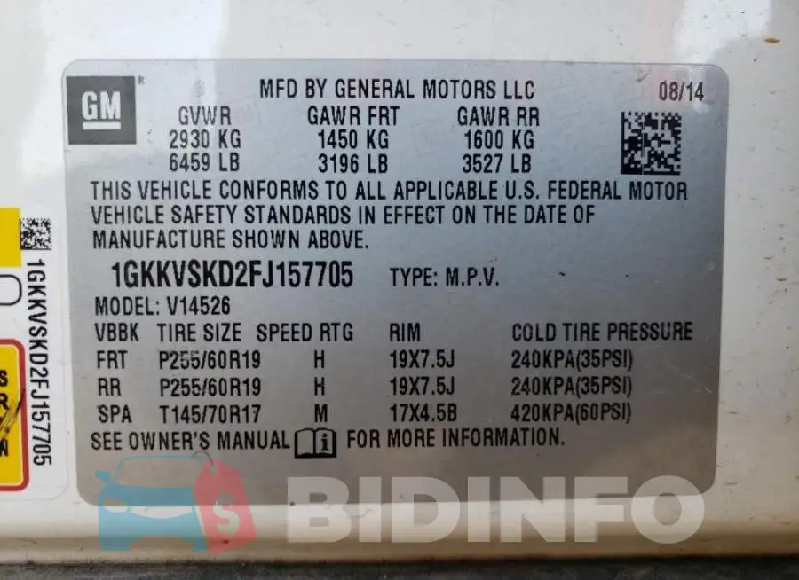 1GKKVSKD2FJ157705 Photo# 13