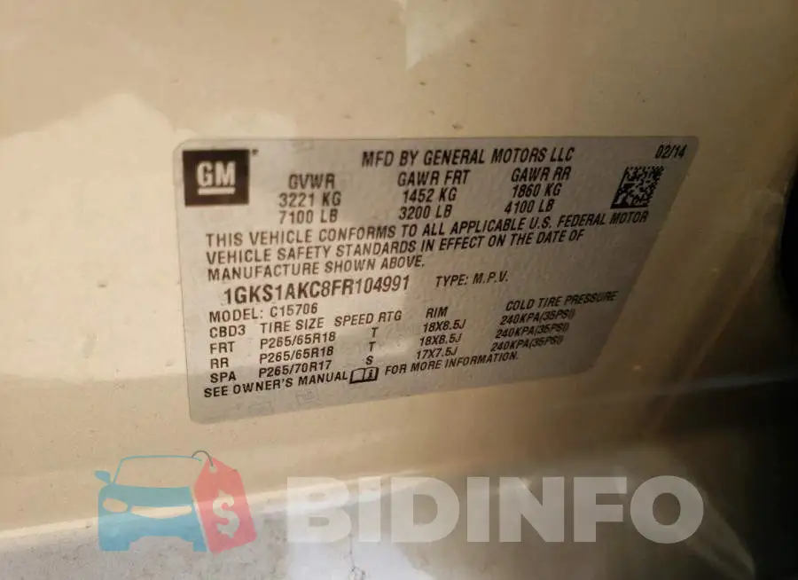 1GKS1AKC8FR104991 Photo# 12