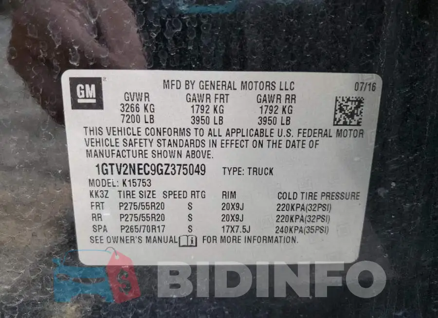 1GTV2NEC9GZ375049 Photo# 13