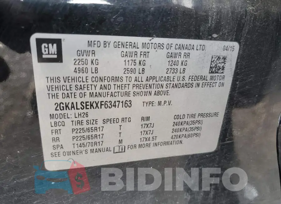 2GKALSEKXF6347163 Photo# 14