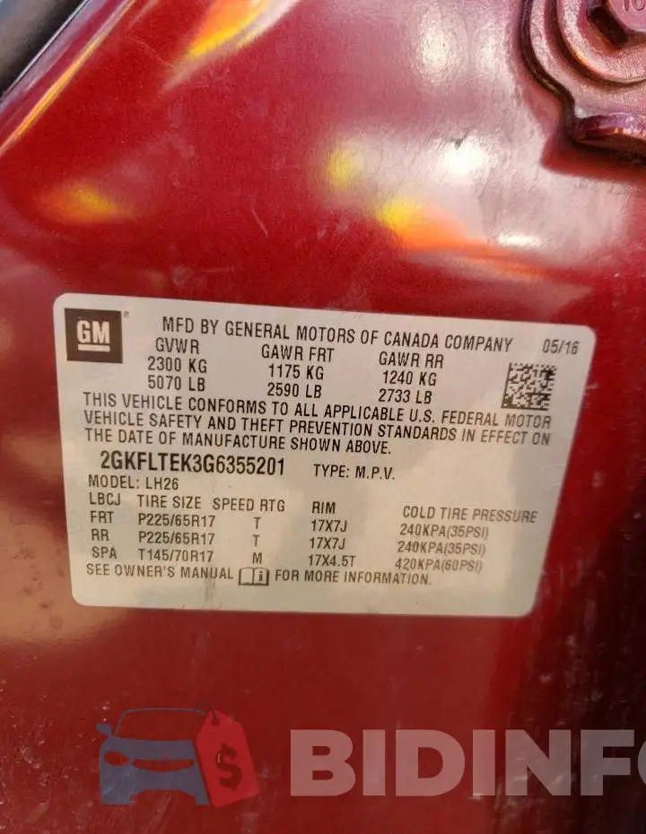 2GKFLTEK3G6355201 Photo# 12