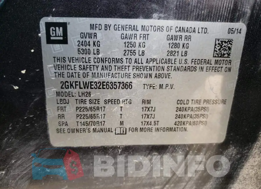 2GKFLWE32E6357366 Photo# 13