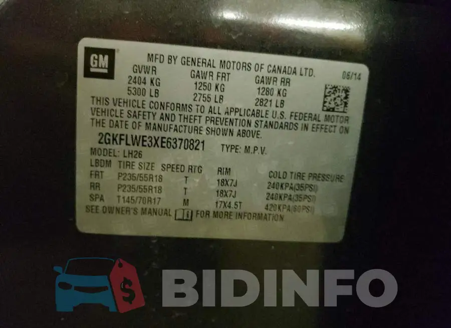 2GKFLWE3XE6370821 Photo# 13