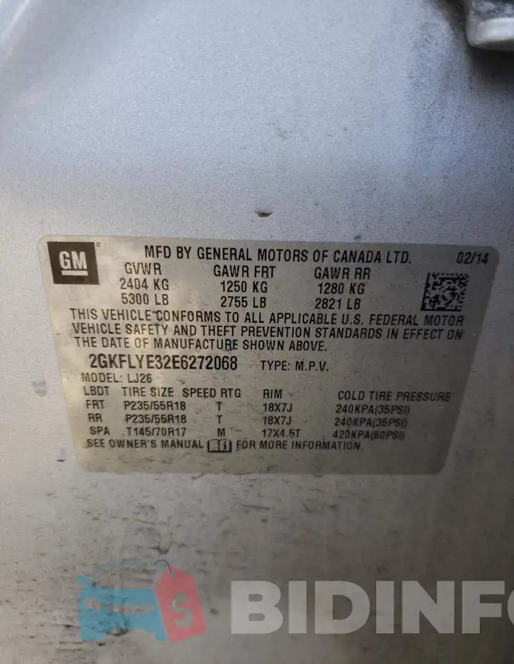 2GKFLYE32E6272068 Photo# 13