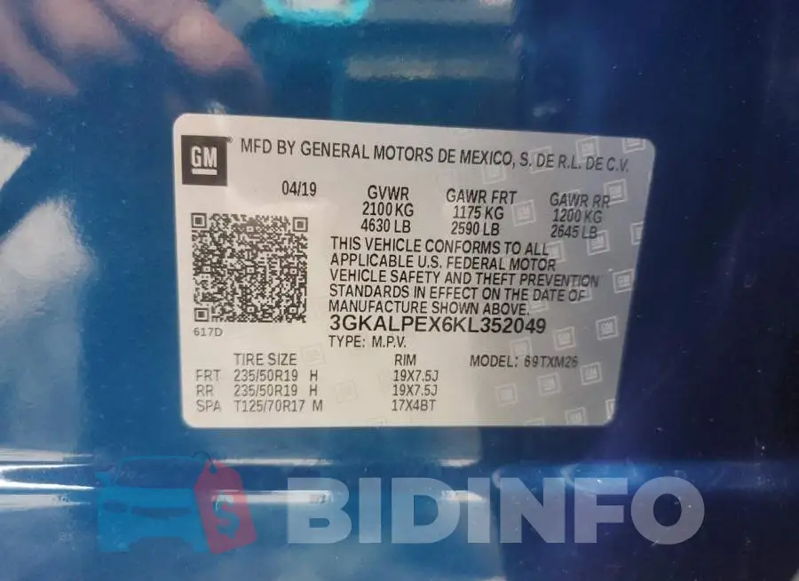 3GKALPEX6KL352049 Photo# 14