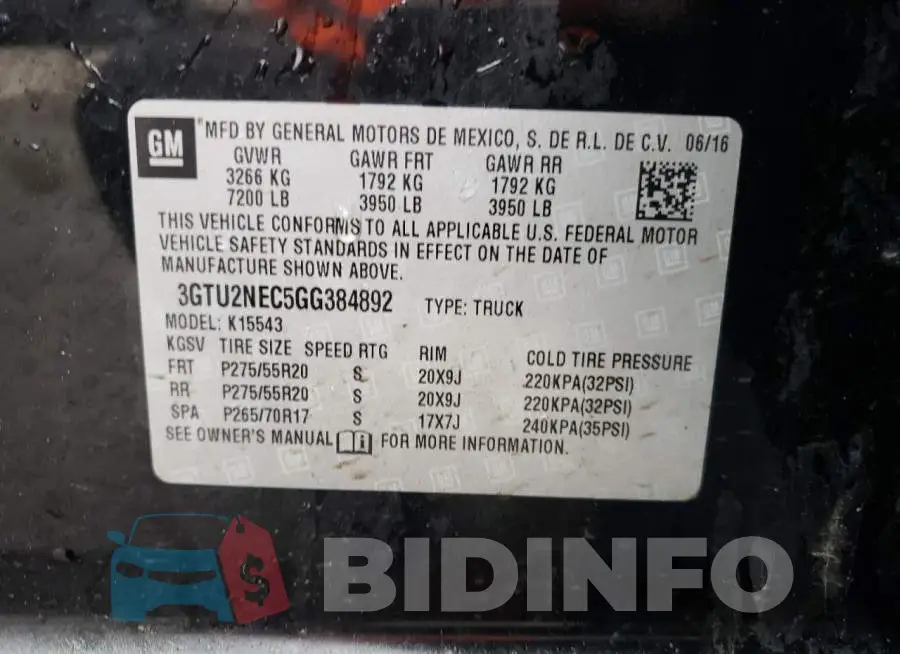 3GTU2NEC5GG384892 Photo# 12