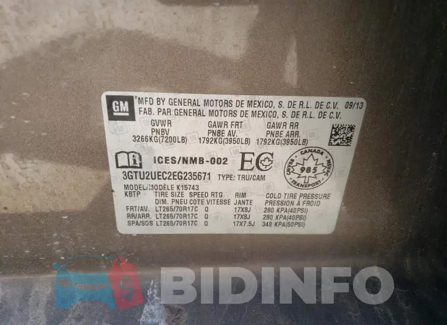 3GTU2UEC2EG235671 Photo# 12